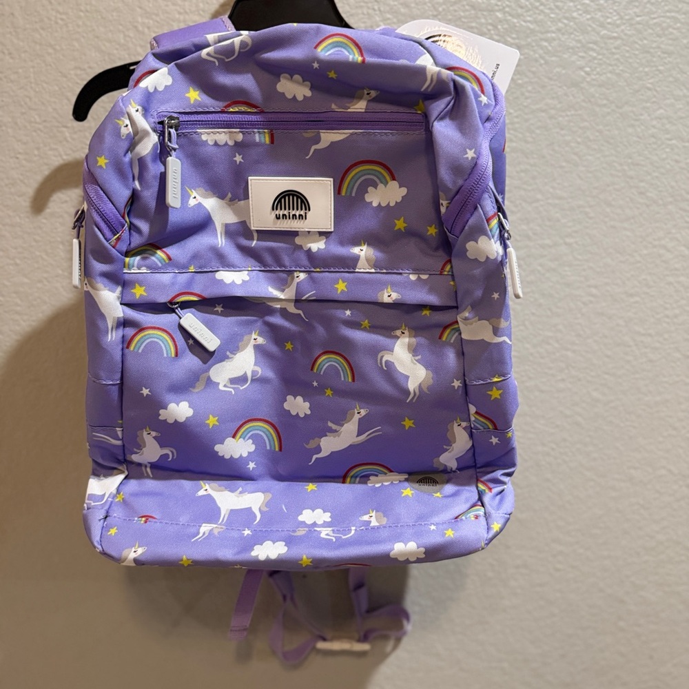 Whimsical Unicorn and Rainbow Kids Backpack - Lavender